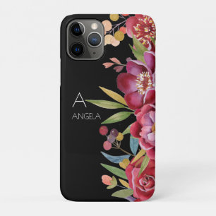 Case-Mate iPhone Case Monogramme ou votre nom Cool Tropical Floral Noir