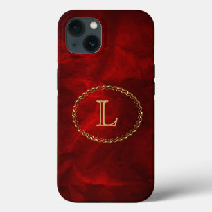 iPhone 13 Case Monogramme oval rouge Elegant