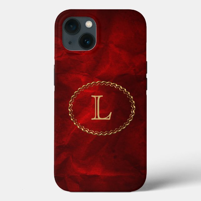 Coques Case-Mate iPhone Monogramme oval rouge Elegant (Verso)