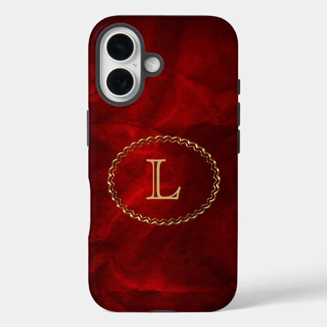 Coques Case-Mate iPhone Monogramme oval rouge Elegant (Verso)