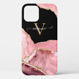 Case-Mate iPhone Case Monogramme Pailleté Agate Or Rose