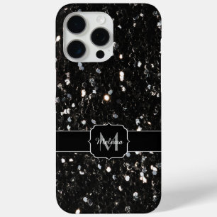 Coque Case-Mate iPhone Monogramme pailleté brillant noir et blanc