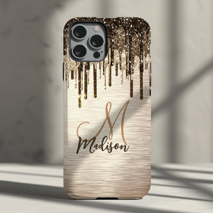Case-Mate iPhone Case Monogramme pailleté élégant aux gouttes dorées mar