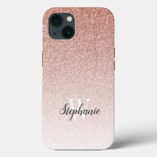Case-Mate iPhone Case Monogramme Paillettes Dégradé Or Rose Moderne