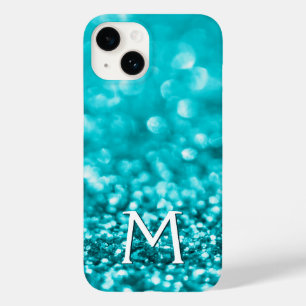 Coque Case-Mate iPhone Monogramme Parties scintillant Turquoise
