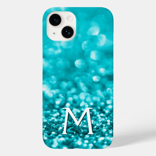 Coques Case-Mate iPhone Monogramme Parties scintillant Turquoise (Verso)