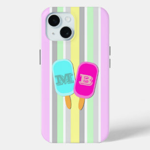 Coque Case-Mate iPhone Monogramme Pastel Stripes et Popsicles