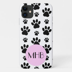 Case-Mate iPhone Case Monogramme - pattes de chien, pattes animales -