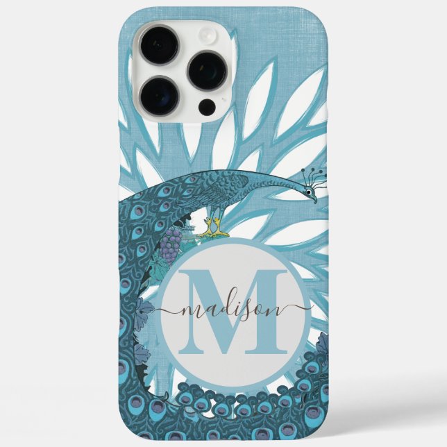 Coques Case-Mate iPhone Monogramme Peacock Moderne Fleur Turquoise (Verso)