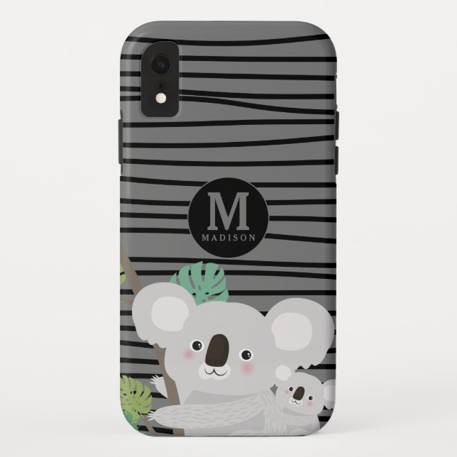 Coques Case-Mate iPhone Monogramme Peek-a-Boo Koala Mama et Bébé (Dos)