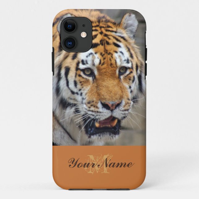 Coques Case-Mate iPhone Monogramme personnalisable avec un tigre majestueu (Dos)