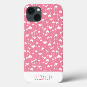 Case-Mate iPhone Case Monogramme personnalisable coeurs roses et blancs