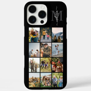 Coque iPhone 16 Pro Max Monogramme Personnalisé 12 Photo Collage