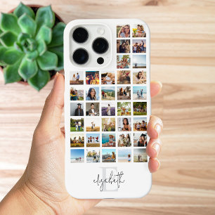 Coque iPhone 16 Pro Max Monogramme Personnalisé 36 Photo Collage