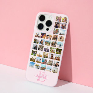Coque iPhone 16 Pro Max Monogramme Personnalisé 36 Photo Collage