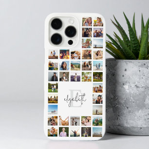 Coque iPhone 16 Pro Max Monogramme personnalisé 37 Collage photo