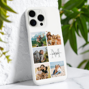 Coque iPhone 16 Pro Max Monogramme Personnalisé 5 Photo Collage