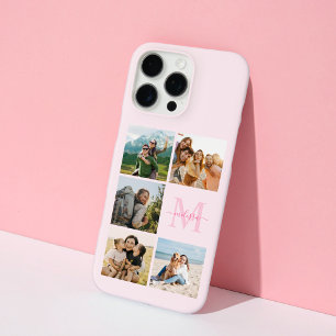 Coque iPhone 16 Pro Max Monogramme Personnalisé 5 Photo Collage