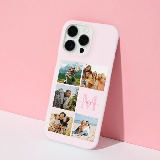 Coque iPhone 16 Pro Max Monogramme Personnalisé 5 Photo Collage