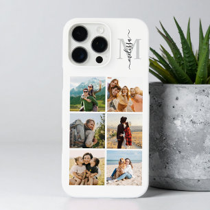 Coque iPhone 16 Pro Max Monogramme Personnalisé 6 Photo Collage