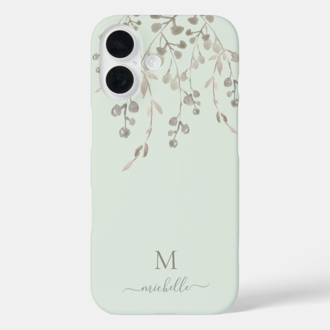 Coques Case-Mate iPhone Monogramme personnalisé à l'aquarelle botanique su (Verso)