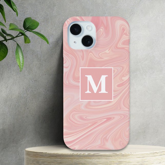 Coques Case-Mate iPhone Monogramme personnalisé à rotation rose (Créateur téléchargé)