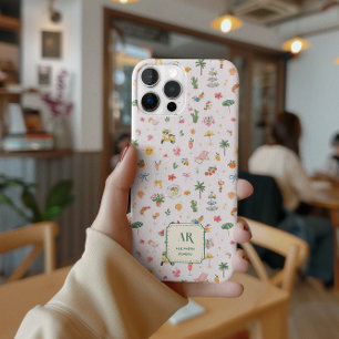 Coque Case-Mate iPhone Monogramme personnalisé aquarelle d'été