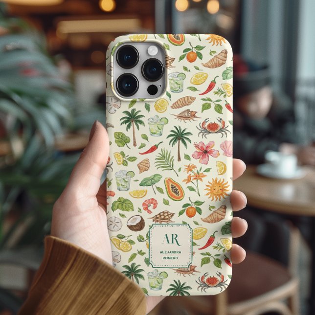 Coques Case-Mate iPhone Monogramme personnalisé aquarelle d'été (Créateur téléchargé)
