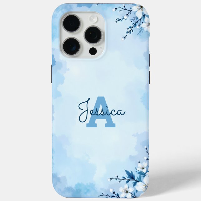 Coques Case-Mate iPhone Monogramme personnalisé aquarelle florale (Verso)