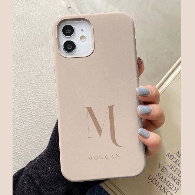Coques Case-Mate iPhone Monogramme Personnalisé Beige Neutre Moderne (Créateur téléchargé)