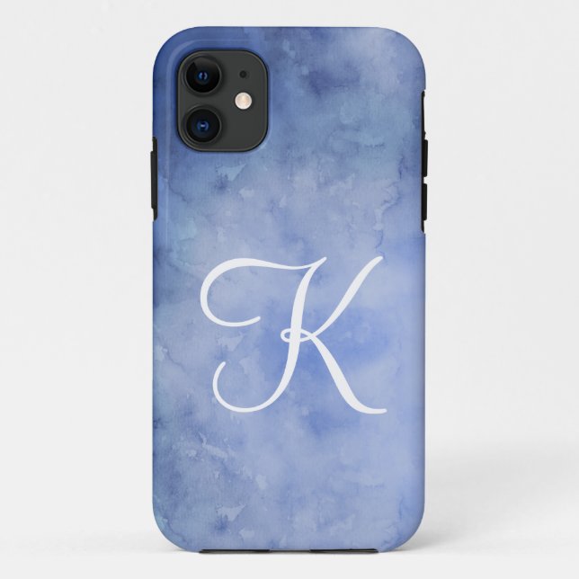 Coques Case-Mate iPhone Monogramme personnalisé bleu et blanc (Dos)