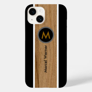 Coque Case-Mate iPhone Monogramme personnalisé Bois rustique Noir