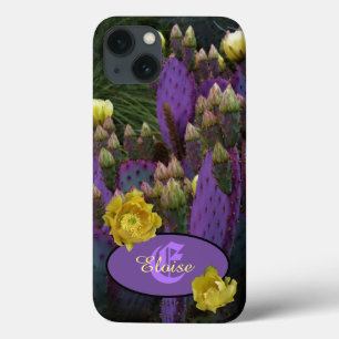 Case-Mate iPhone Case Monogramme personnalisé Cactus violet Fleurs jaune