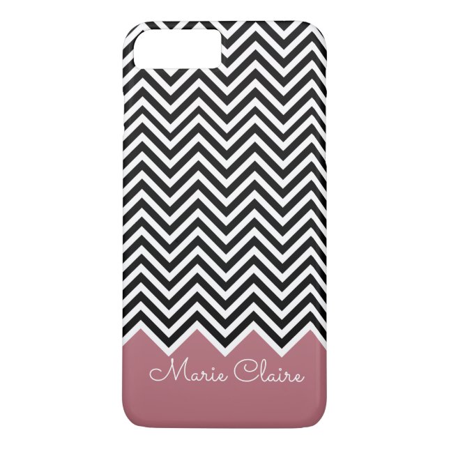 Coques Case-Mate iPhone Monogramme personnalisé Chevron moderne en or noir (Dos)