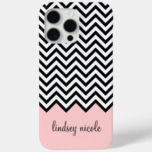 Coque Case-Mate iPhone Monogramme personnalisé Chevron moderne noir et ro