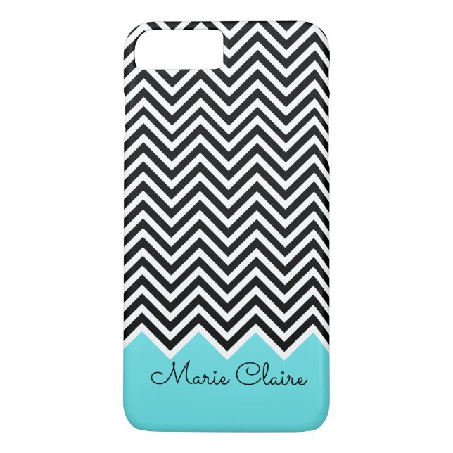 Coques Case-Mate iPhone Monogramme personnalisé Chevron moderne noir et tu (Dos)
