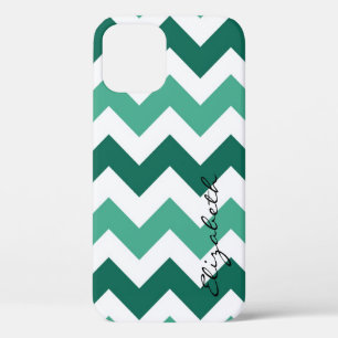 Case-Mate iPhone Case Monogramme personnalisé chevron vert clair et blan