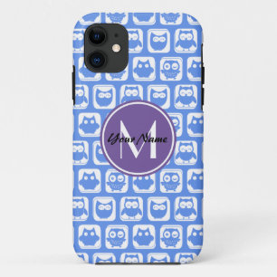 Etui iPhone Case-Mate Monogramme personnalisé Chouette bleue et Lilac Pe