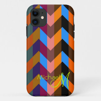 Coques Pour iPhone Monogramme personnalisé coloré Chevron Zigzag 6