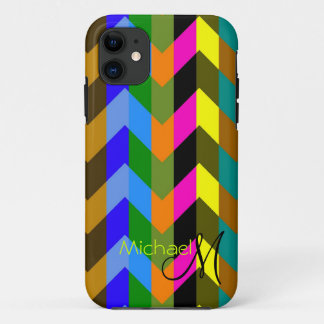 Coque Case-Mate Pour iPhone Monogramme personnalisé coloré Chevron Zigzag 9