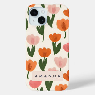 Coque Case-Mate iPhone Monogramme Personnalisé Cute Spring Tulip Motif