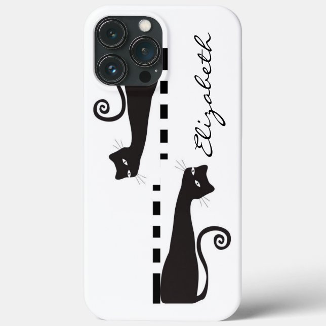 Coques Case-Mate iPhone Monogramme personnalisé de chat noir (Verso)