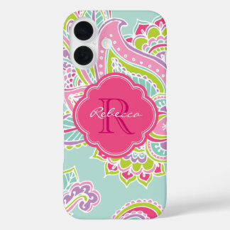 Coques iPhone 16 Monogramme personnalisé de la marguerite de la men