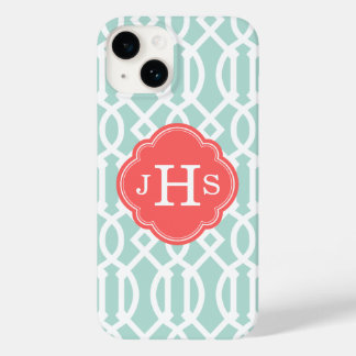 Coque Case-Mate iPhone Monogramme personnalisé de la menthe et du corail