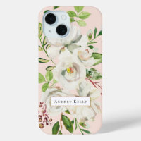 Monogramme personnalisé des fleurs dorées | Blush