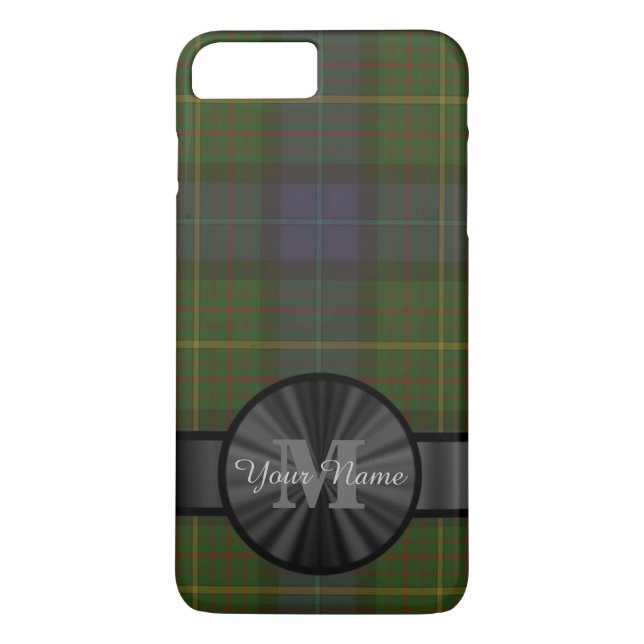 Coques Case-Mate iPhone monogramme personnalisé écossais vert (Dos)