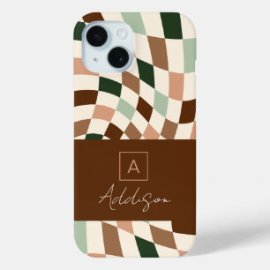 Coque Case-Mate iPhone Monogramme Personnalisé Élégant Moderne Damier