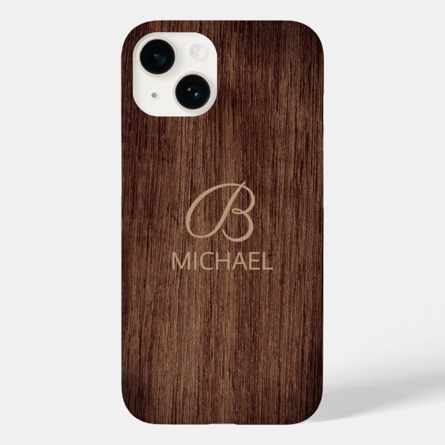 Coques Case-Mate iPhone Monogramme Personnalisé en Bois Rustique (Verso)