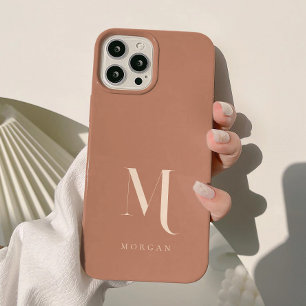 Coque Case-Mate iPhone Monogramme personnalisé en terre cuite moderne
