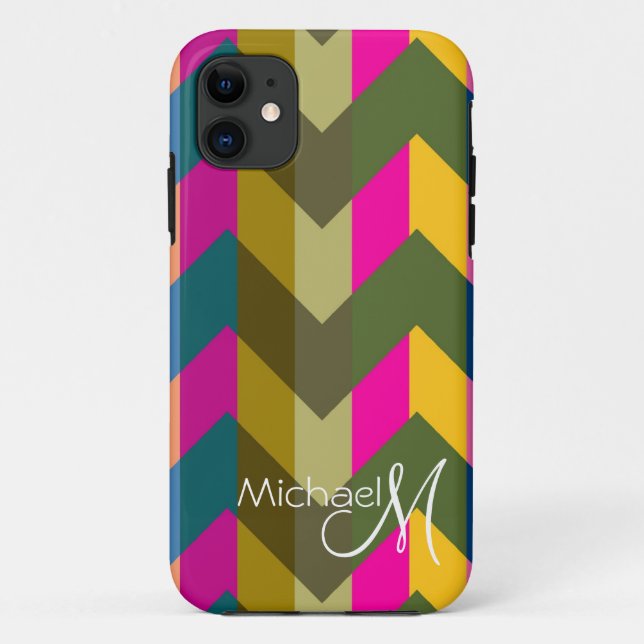 Coques Case-Mate iPhone Monogramme personnalisé Géométrique Chevron Zigzag (Dos)